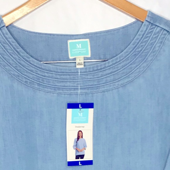 Martha Stewart Tops - Martha Stewart comfy Denim Top Tunic 3/4 Sleeve